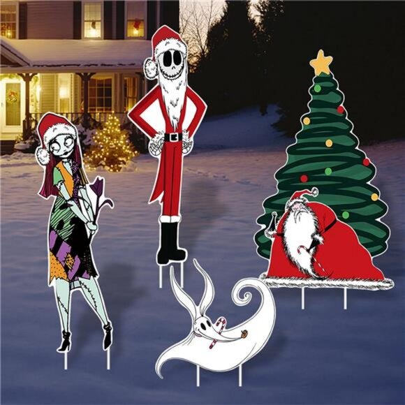 Nightmare Christmas Decorations Christmas Yard Signs with Stakes,4 PCS - Picture 4 of 6